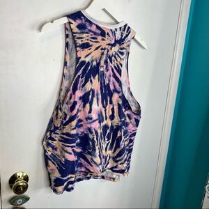 Adidas tie dye oversized logo long sleeveless shirt